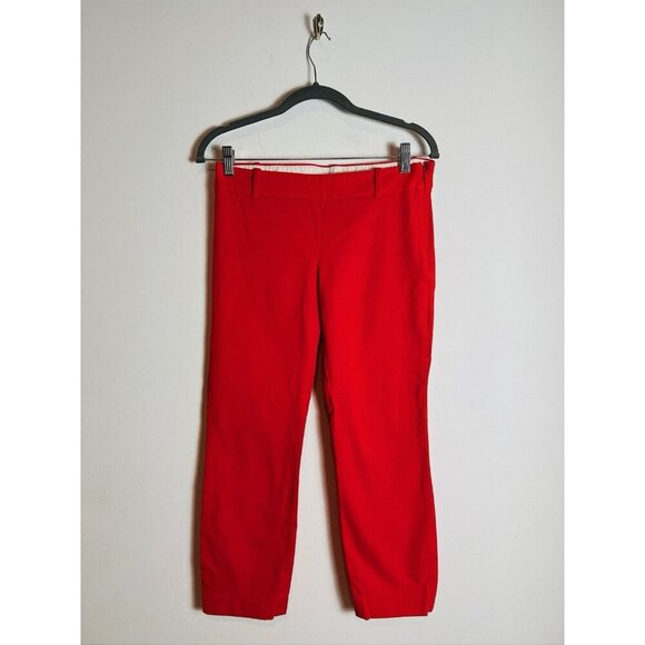 J. Crew Stretch Minnie Red Orange Ankle Pants Size 4 Petite - Picture 1 of 11